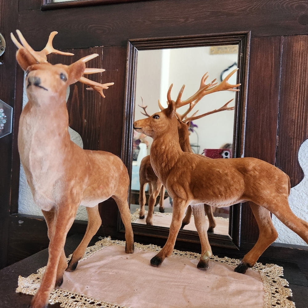 Vintage Christmas Flocked Deer